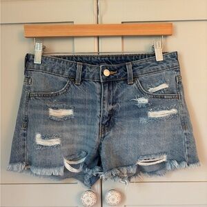 H&M Blue Jean Shorts Distressed Cut-Off Style